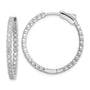 Sterling Silver Polished Rhodium-plated In & Out CZ Hinged Hoop Earrings