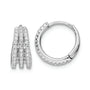 Sterling Silver Rhodium-plated Polished Triple Row CZ Hinged Hoop Earrings