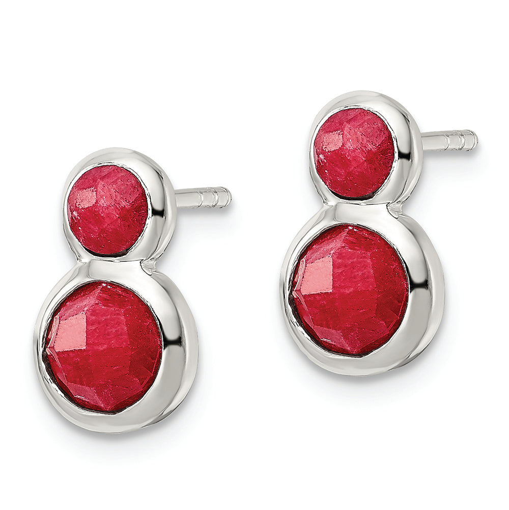 Sterling Silver Polished Red Spodumene Post Earrings