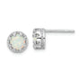 Sterling Silver Rhodium-plated Polished Created Opal Post Earrings