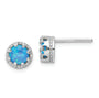 Sterling Silver Rhodium-plated Polished Blue Created Opal Post Earrings