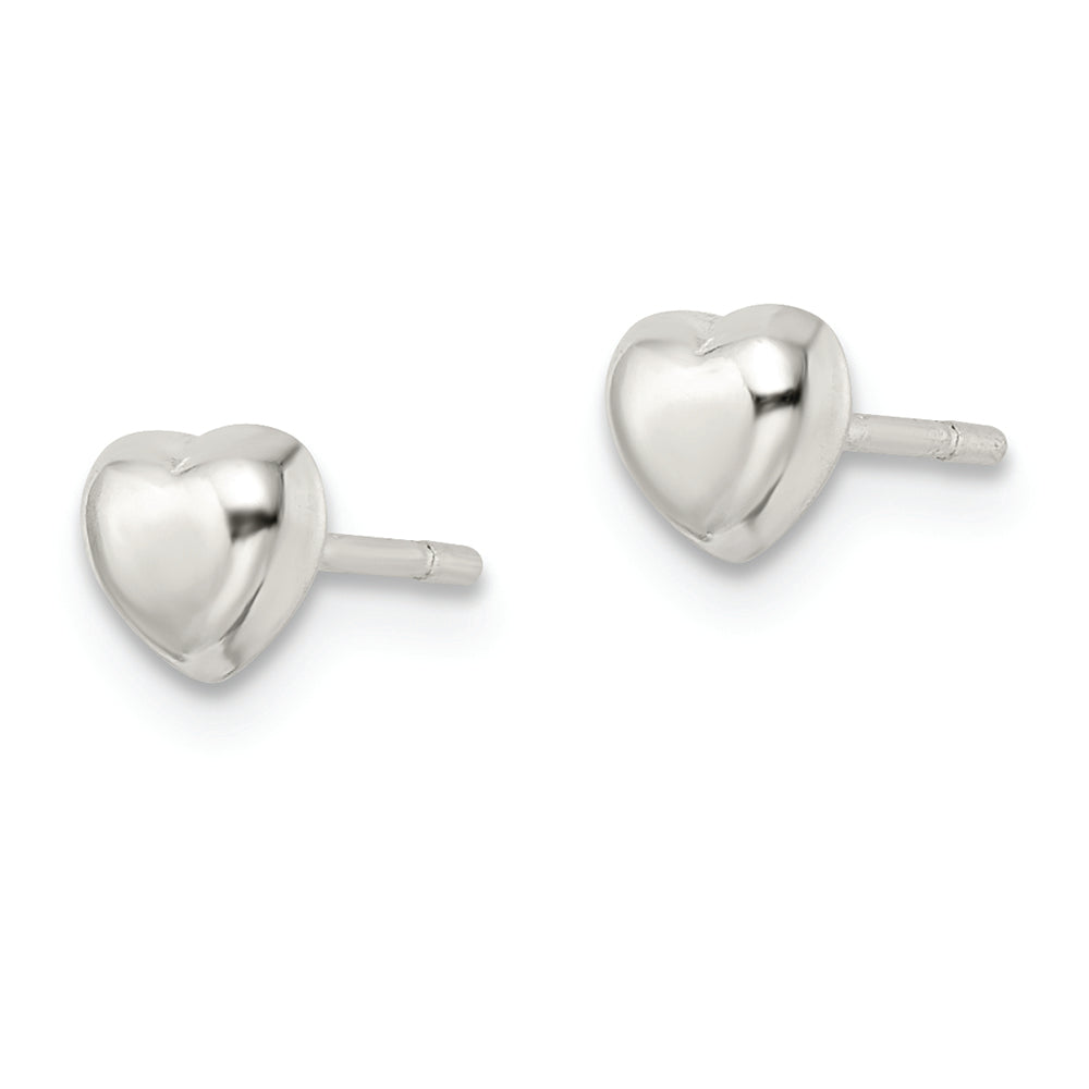 Sterling Silver Polished Puffed Heart Post Earrings