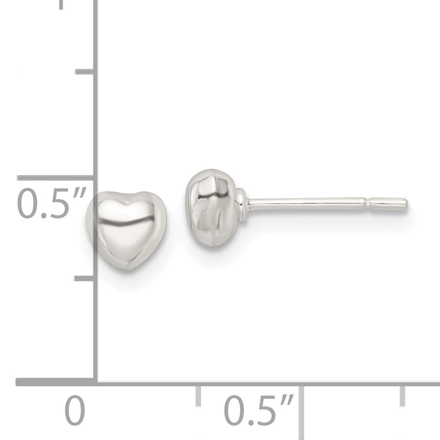 Sterling Silver Polished Puffed Heart Post Earrings