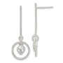 Sterling Silver Polished Dangle Heart CZ Post Earrings