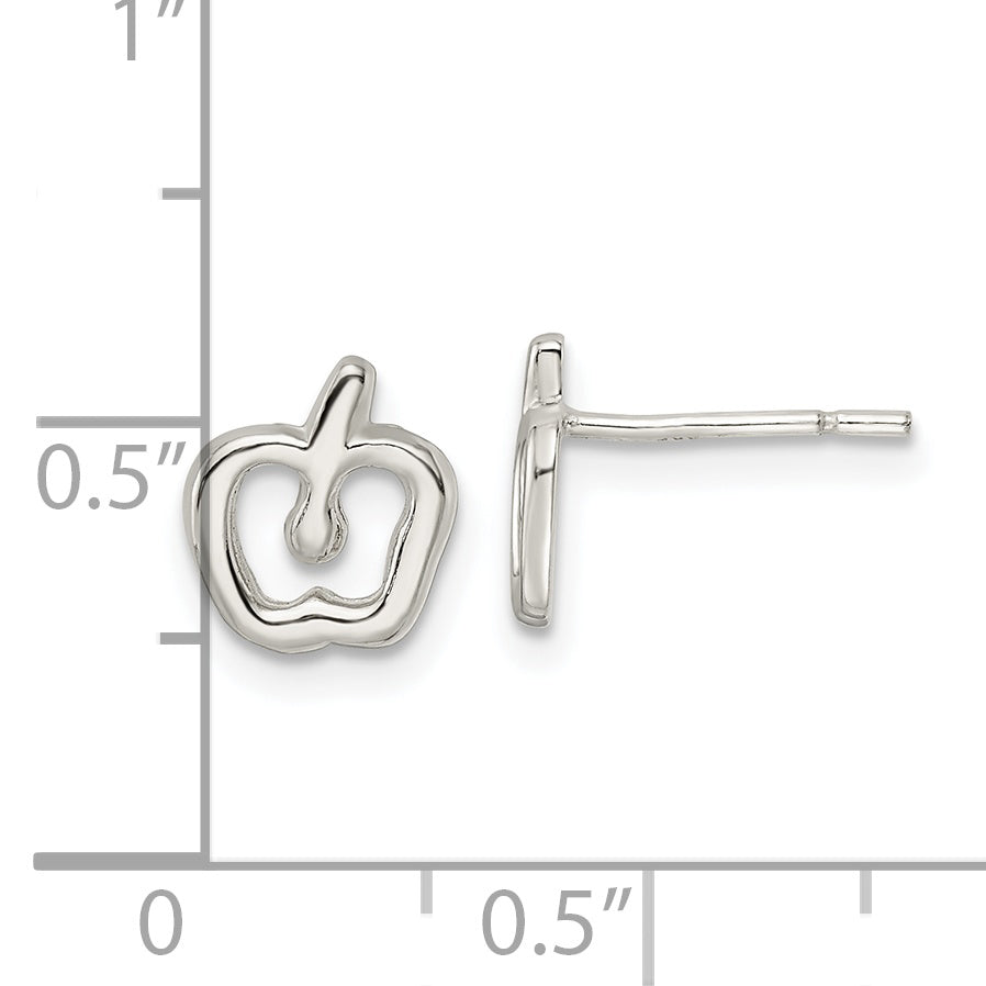 Sterling Silver Polished Apple Post Earrings