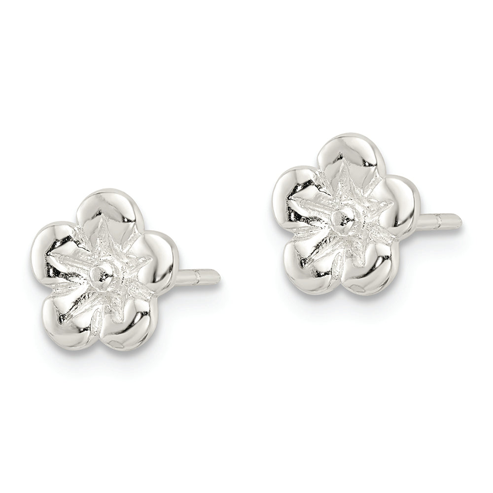 Sterling Silver Polished Flower Post Earrings