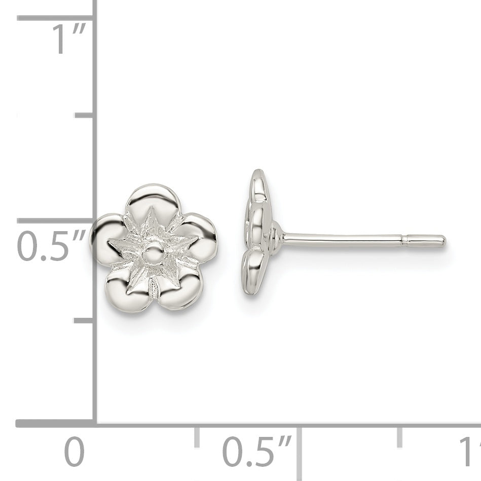 Sterling Silver Polished Flower Post Earrings