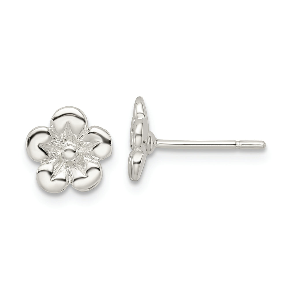 Sterling Silver Polished Flower Post Earrings