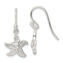 Sterling Silver Textured CZ Center Starfish Shepherd Hook Earrings