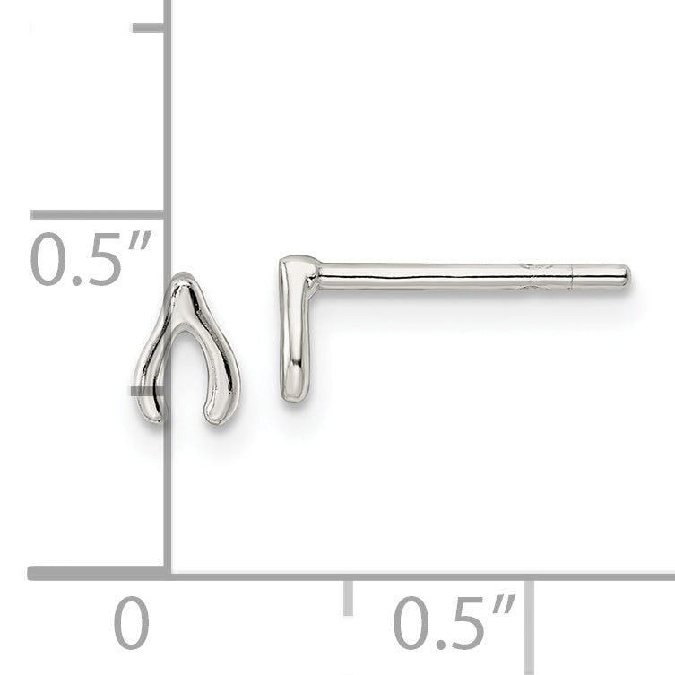 Sterling Silver Polished Wish Bone Post Earrings