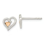 Sterling Silver & Rose-tone Open Heart Children's Post Earrings