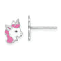 Sterling Silver Rhodium-plated Enamel Unicorn Post Earrings