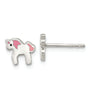 Sterling Silver Rhod-pltd Multicolor Enamel Unicorn Childs Post Earrings