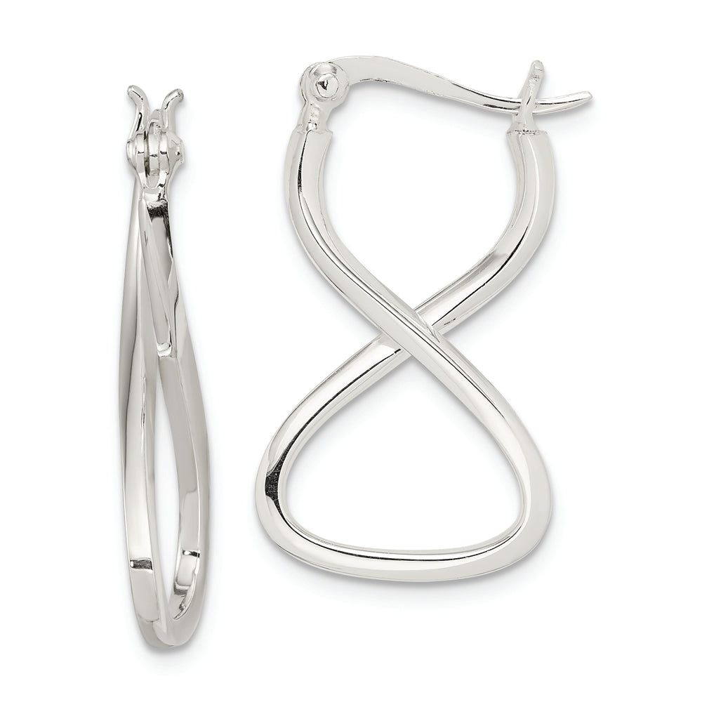 Sterling Silver Polished & Twisted Oval Hoop Earrings