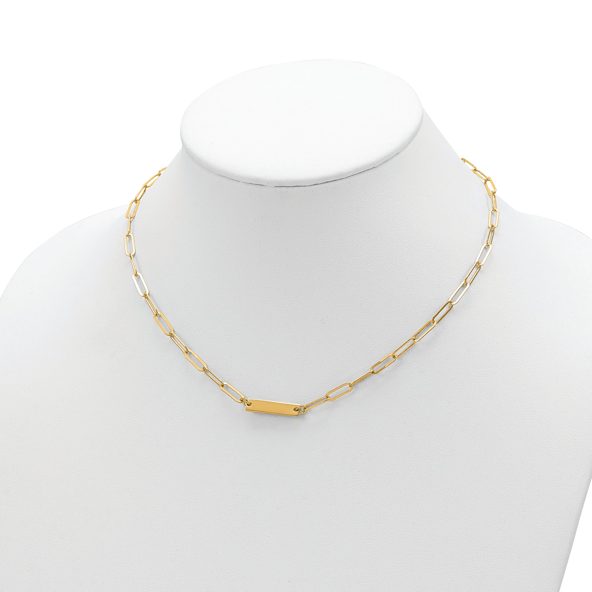 Sterling Silver Gold-plated Polished Bar Necklace w/ 2in ext. Necklace
