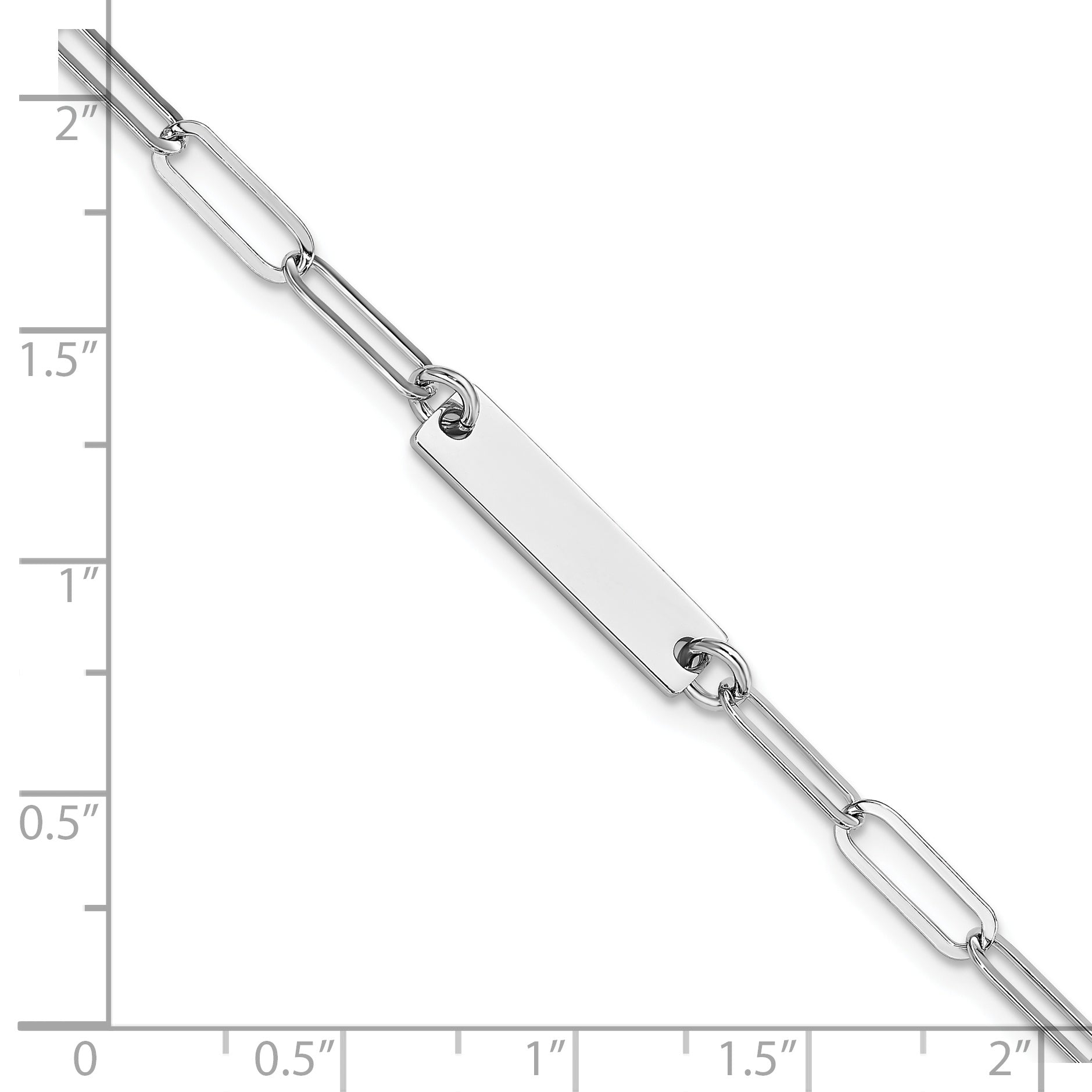 Sterling Silver Rhodium-plated Polished Bar w/ 1in ext. Bracelet
