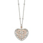 Sterling Silver & Rose-tone Polished Moveable Heart Necklace