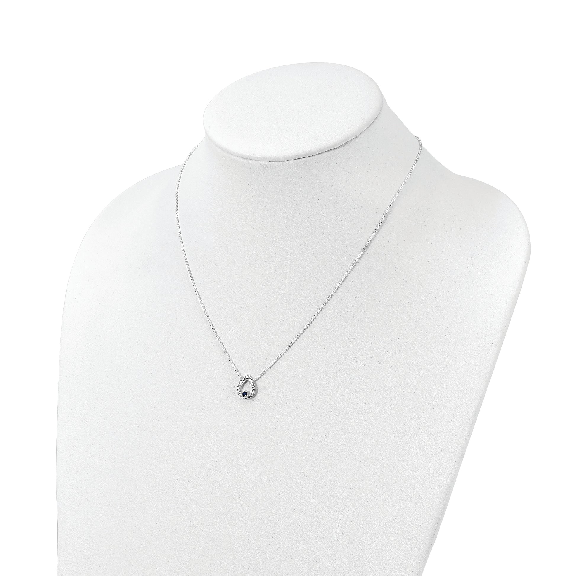 Sterling Silver Polished CZ Teardrop Necklace