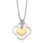 Sterling Silver Gold-tone CZ Floral Necklace