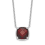 Sterling Silver Rhodium-plated Square Garnet w/2 in ext. Necklace