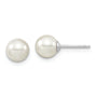 Sterling Silver Majestik Rh-pl 6-7mm White Imit. Shell Pearl Stud Earrings