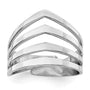 Sterling Silver Rhod. Polished Four V Band Adjustable Ring