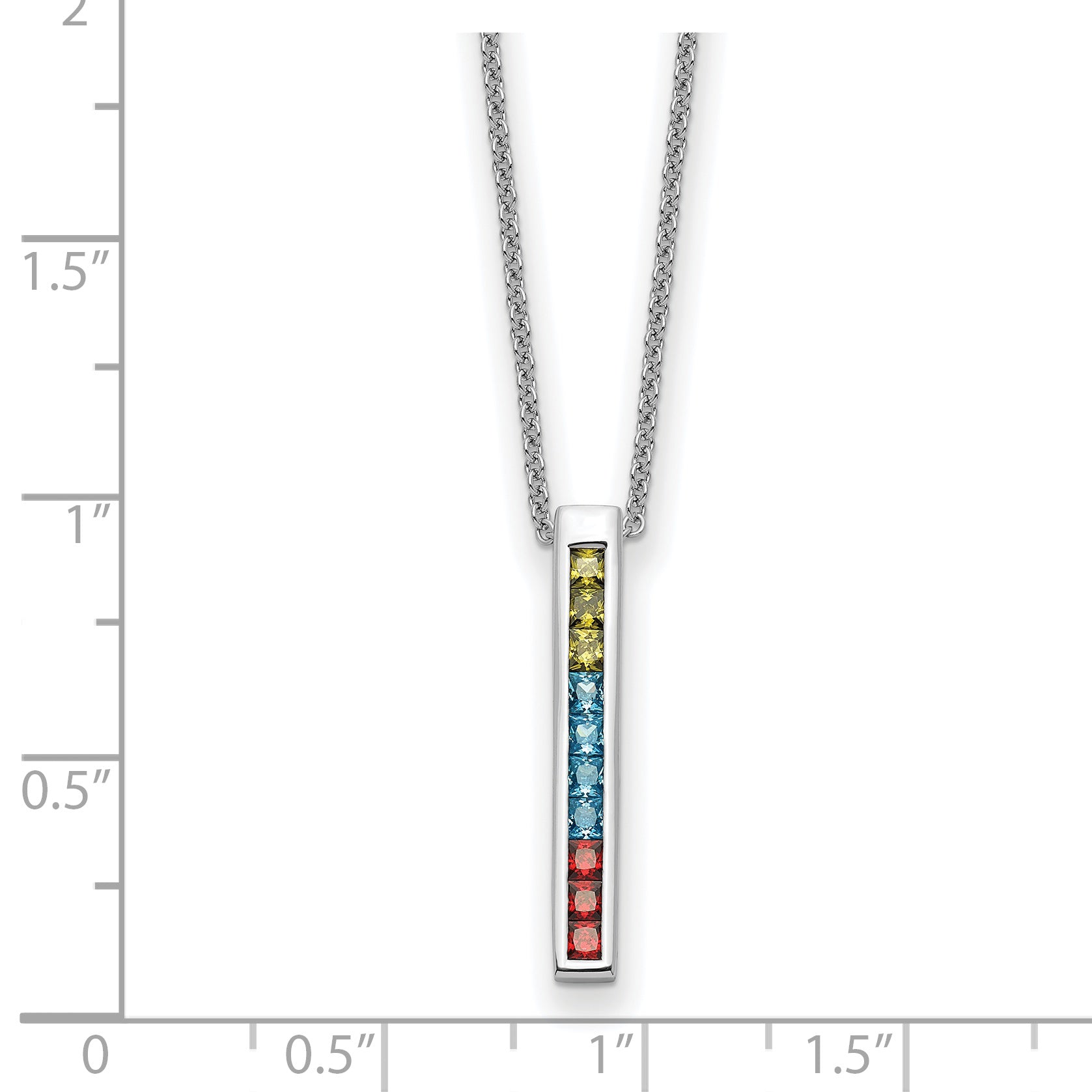 Sterling Silver RH-plated Multi-Color CZ Color Me Happy 18in Necklace