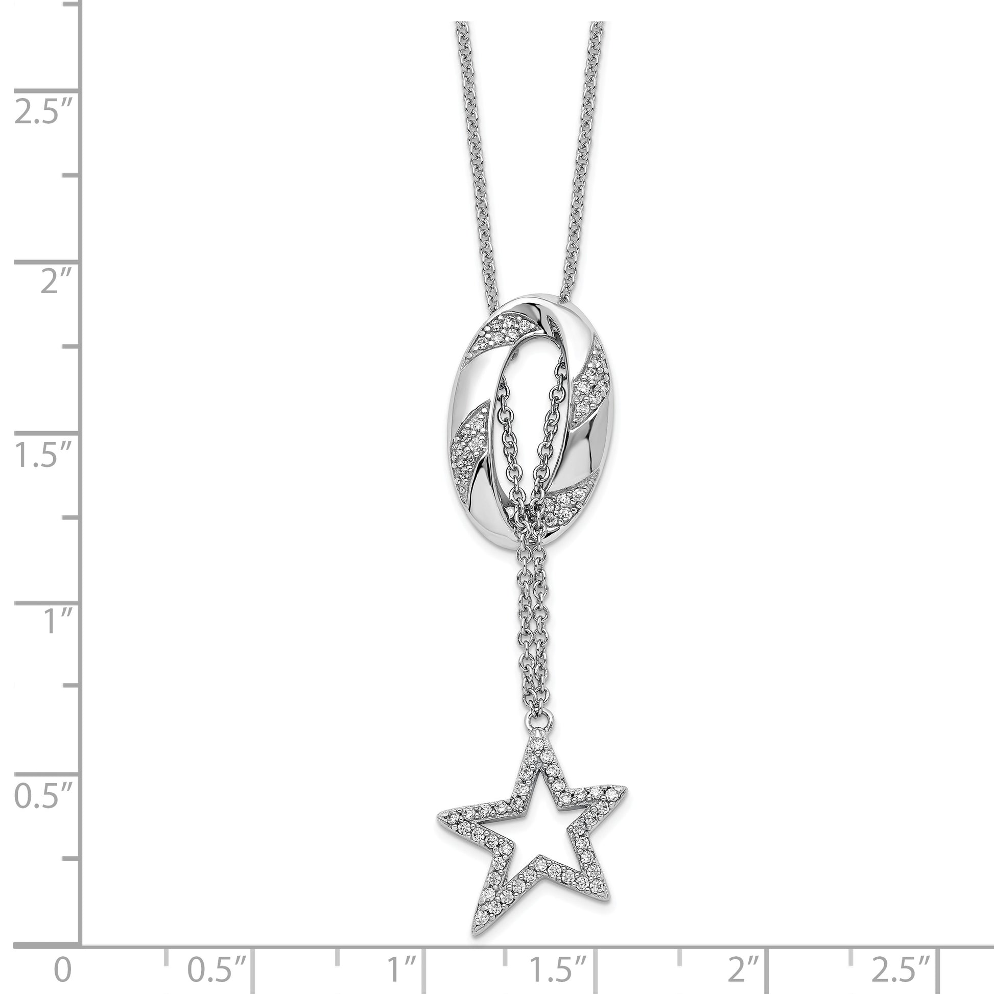 Sterling Silver Rhodium-plated CZ Catch a Falling Star 18in Necklace