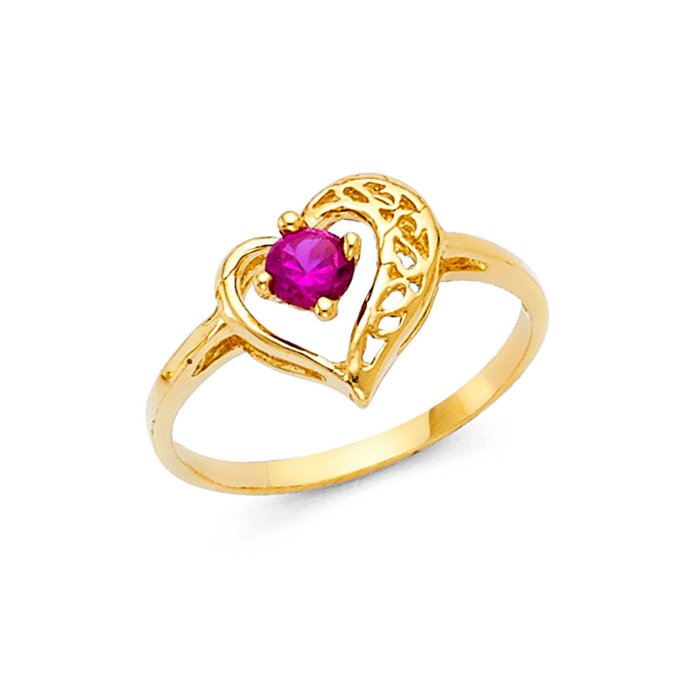 14K Yellow Gold Ladies’ CZ Heart Ring
