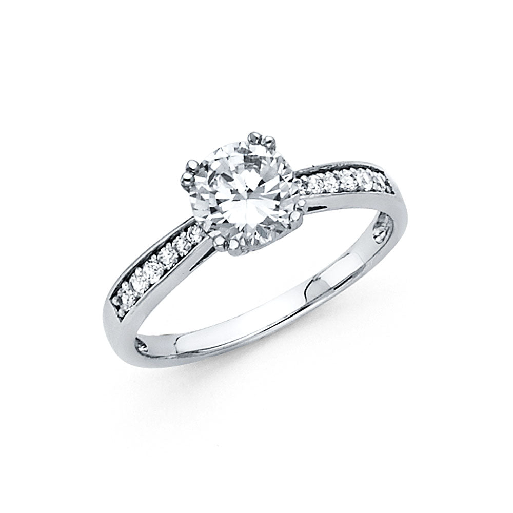 14K White Gold CZ Engagement Ring