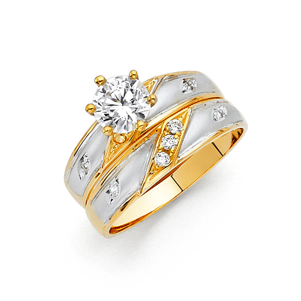 14K Two-Tone Gold CZ Ladies’ Wedding Band
