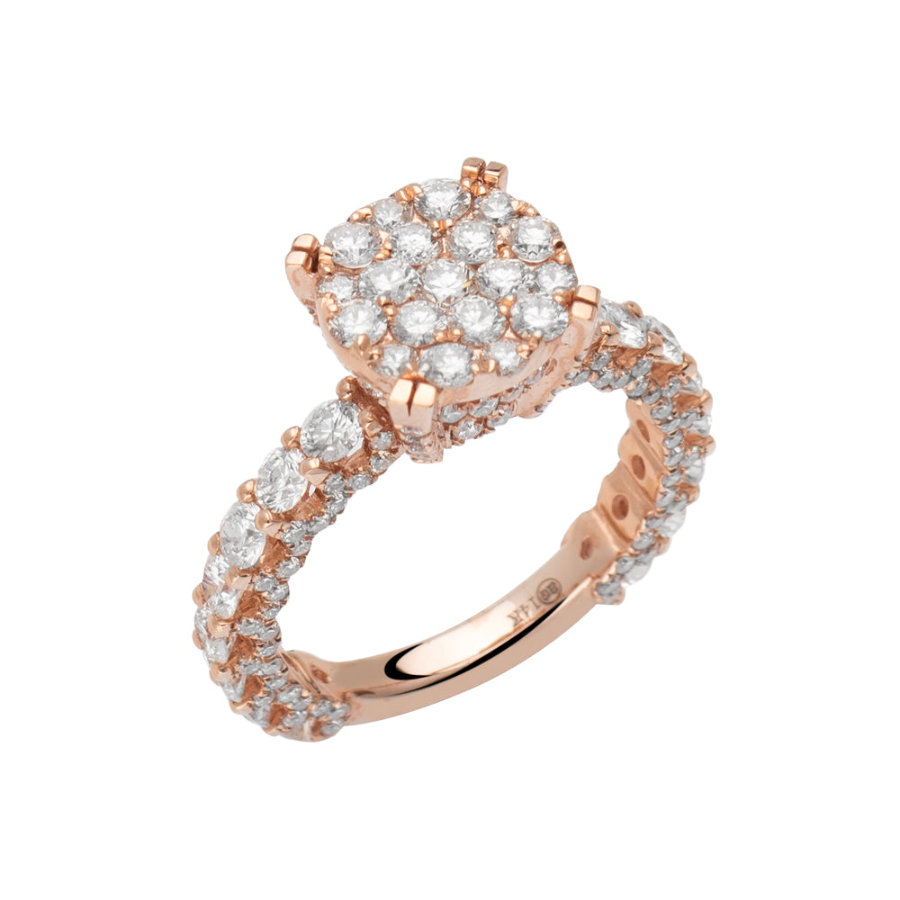14KR 3.00CTW ROUND CLUSTER DIAMOND RING