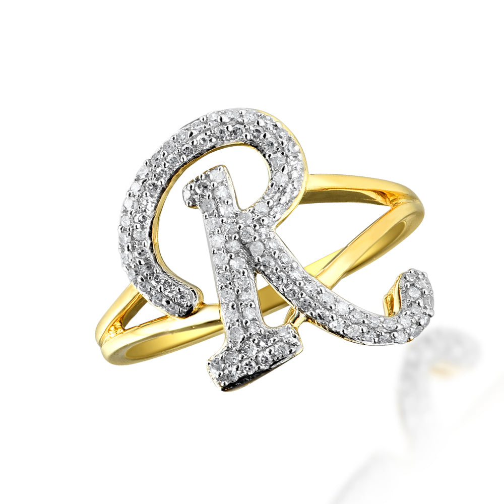 14KY 0.25CTW DIAMOND INITIAL RING