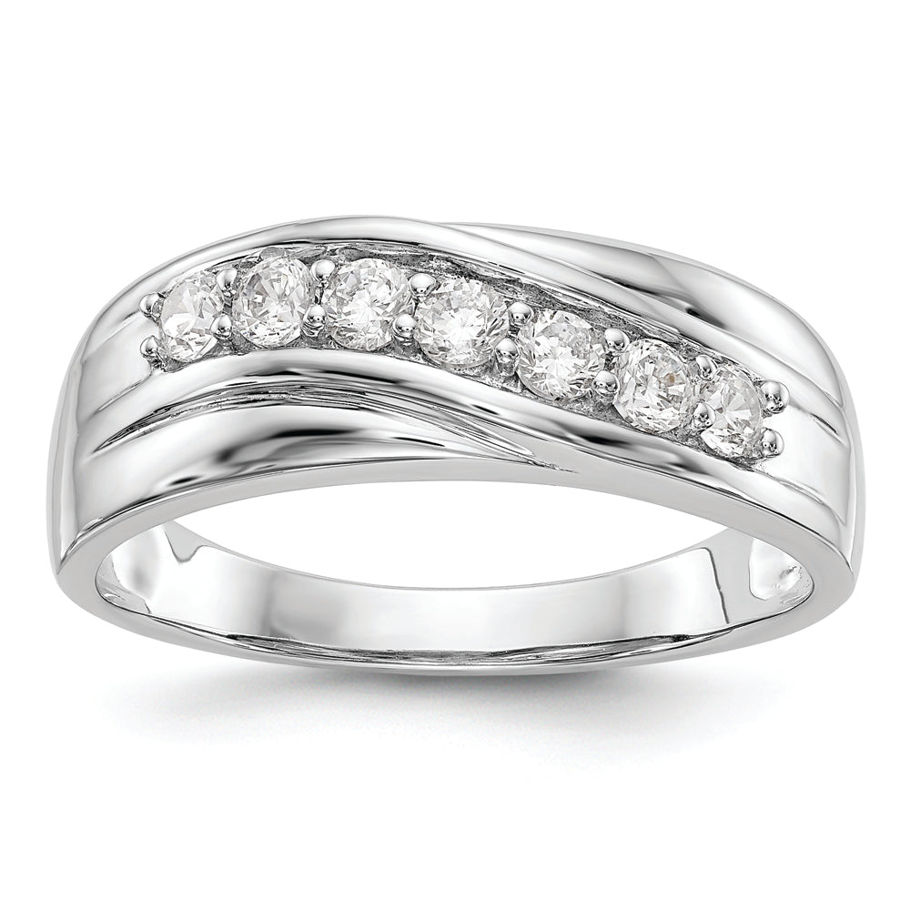 14k White Gold 1/2 ct Lab Grown Diamond VS/SI+ G+ 7 Stone Comp Men's Ring