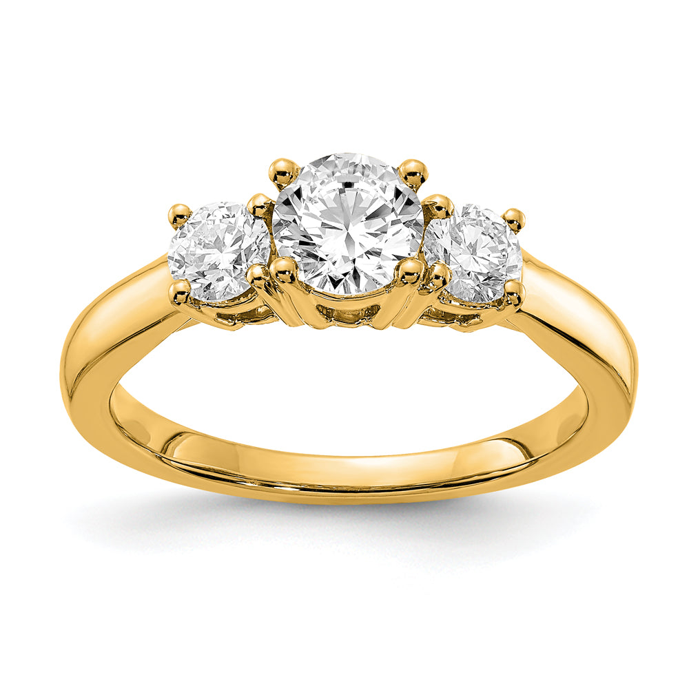 14k 1 ct Lab Grown Diamond VS/SI+ G+ Round Comp 3 Stone Engagement Ring