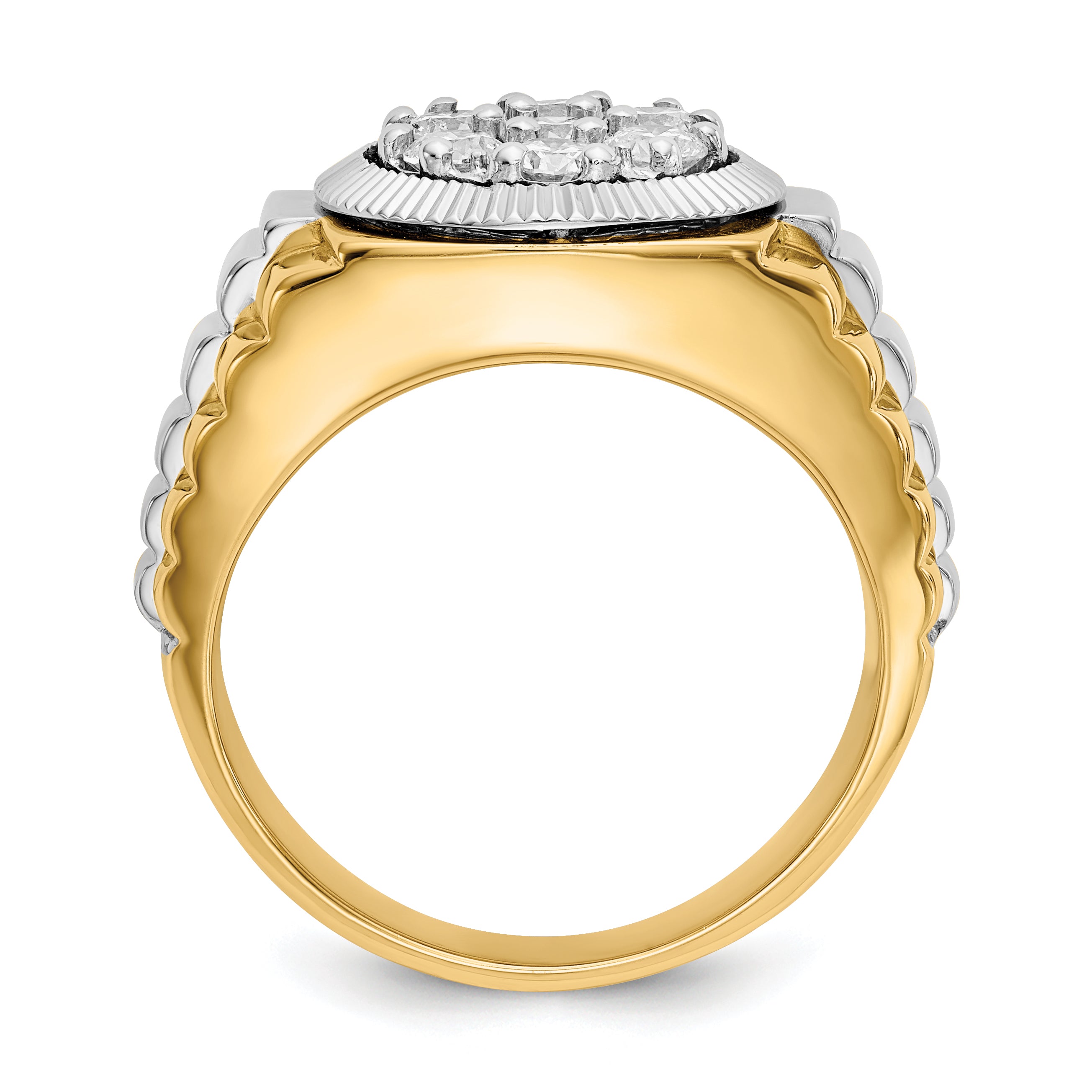 10ktt Ridged-Sides 1ct Mens Lab Grown Diamond VS/SI+ G+ Ring