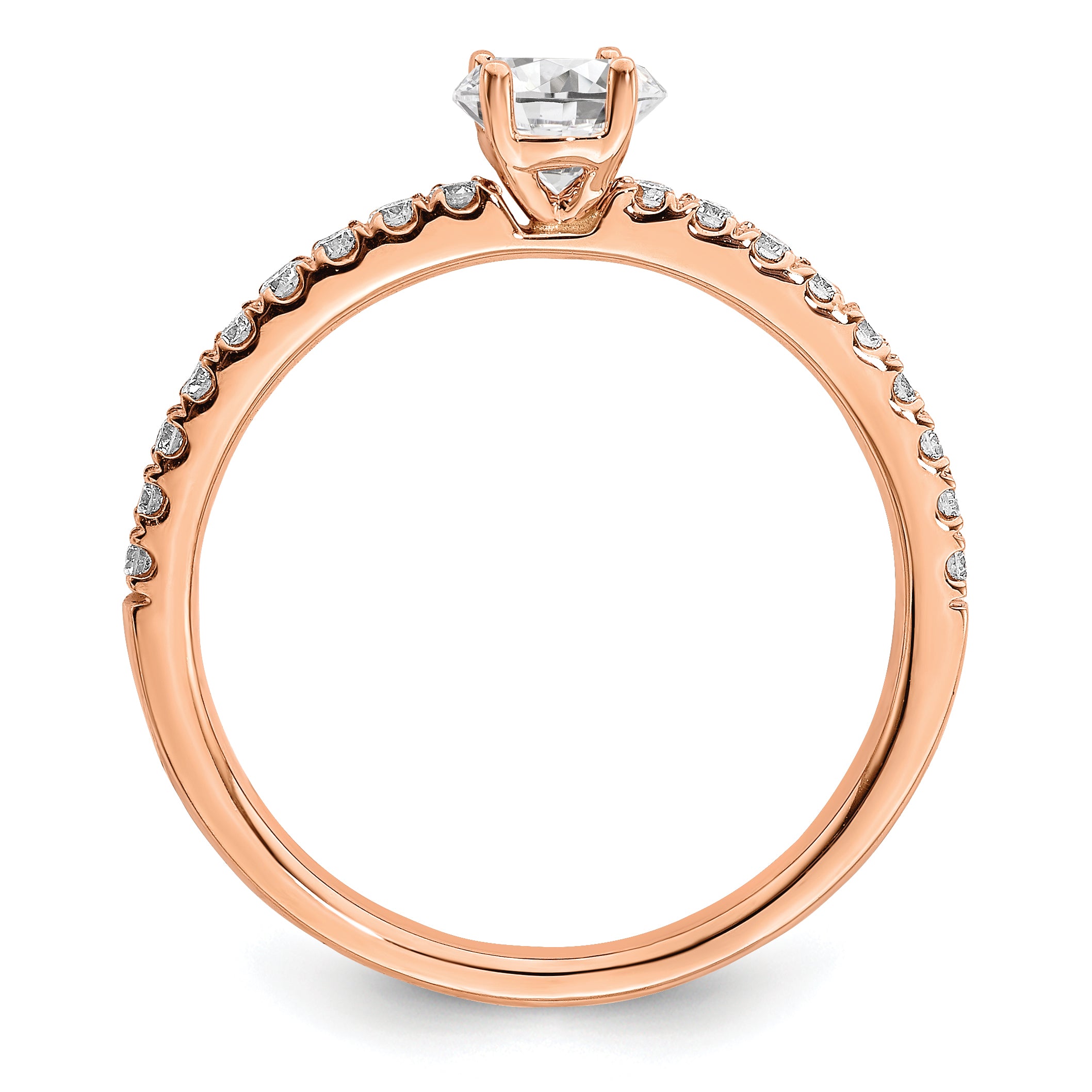 14k Rose Gold 1/2 ct Lab Grown Diamond VS/SI+ G+ Complete Round Eng Ring
