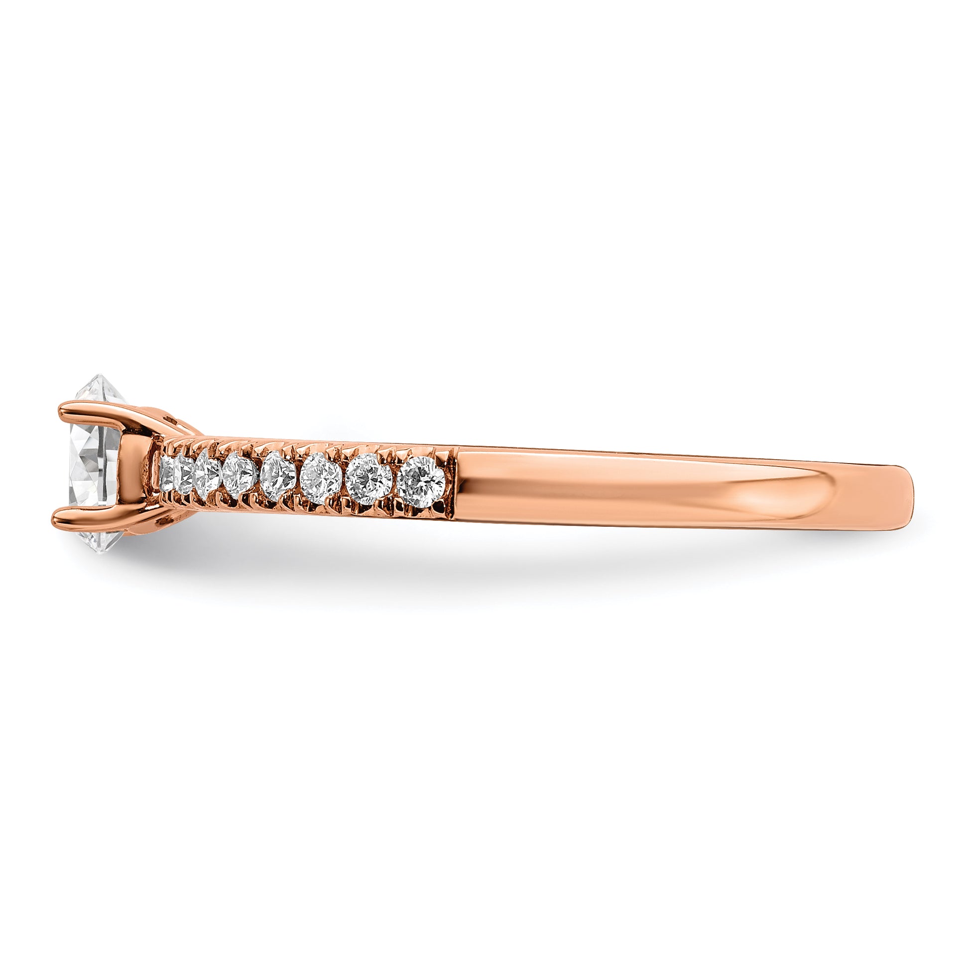 14k Rose Gold 1/2 ct Lab Grown Diamond VS/SI+ G+ Complete Round Eng Ring