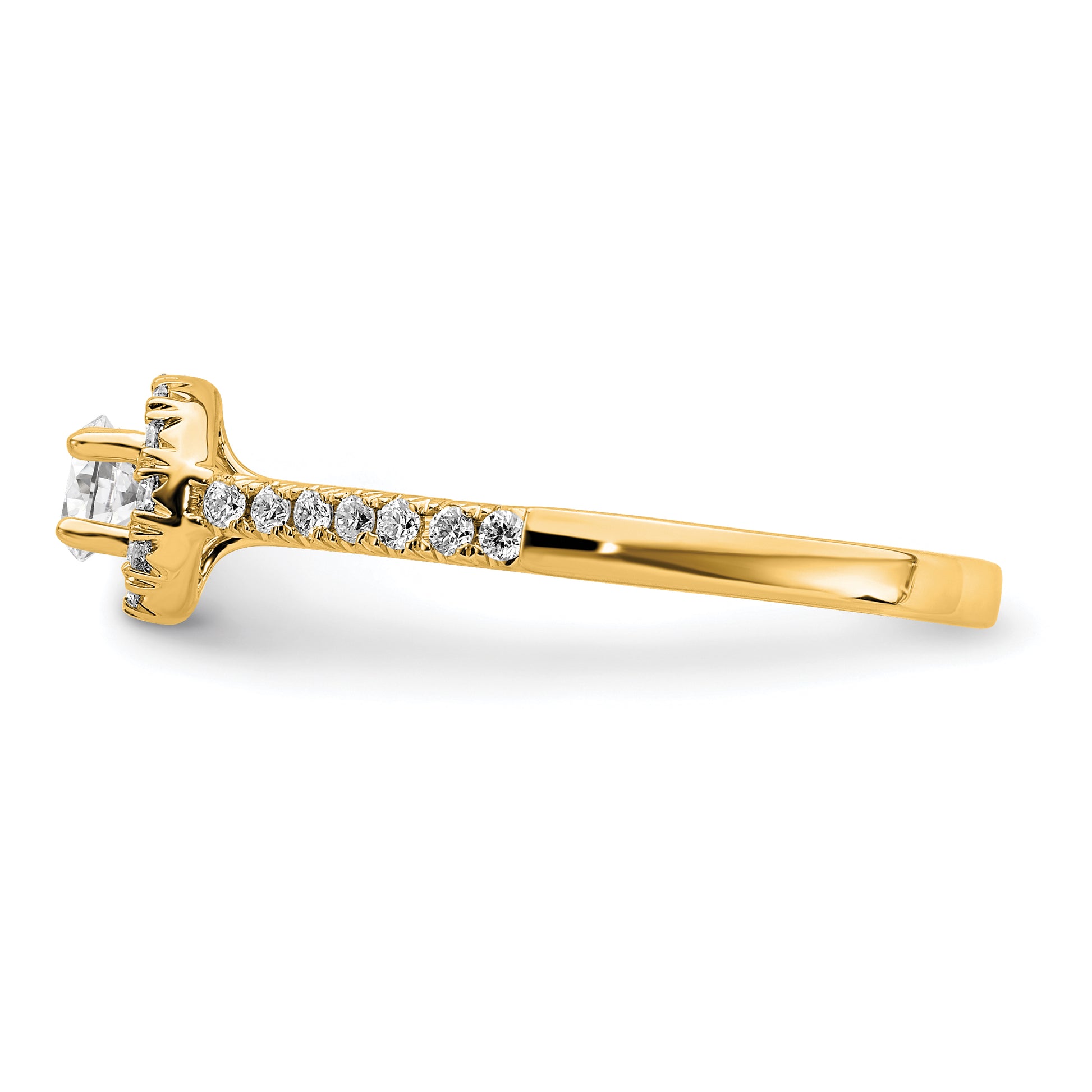 14k 3/4ct Lab Grown Diamond VS/SI+ G+ Round Comp Halo Eng Ring