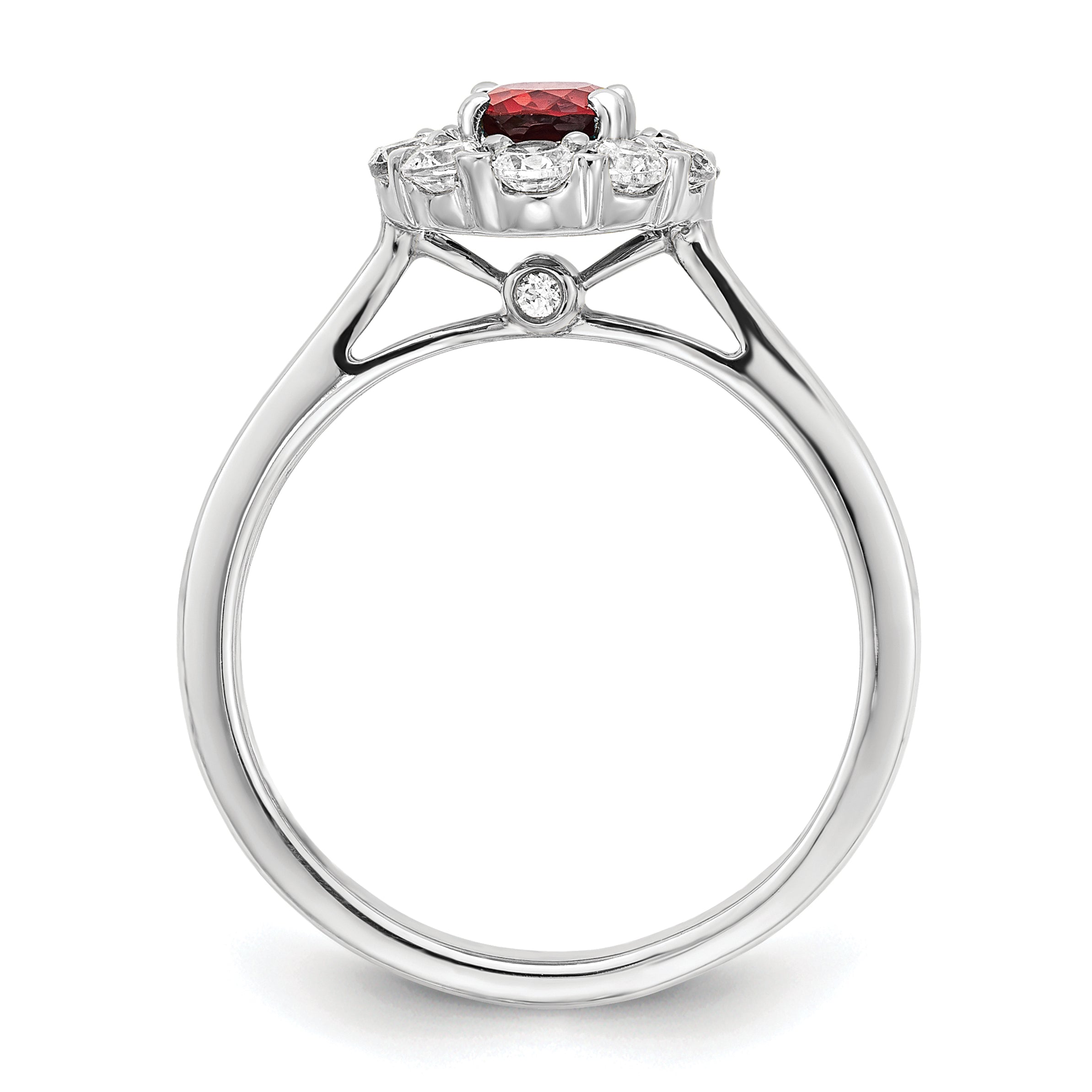 14k White Gold 5/8 ct Lab Grown Diamond VS/SI+ G+ & Created Ruby Halo Ring