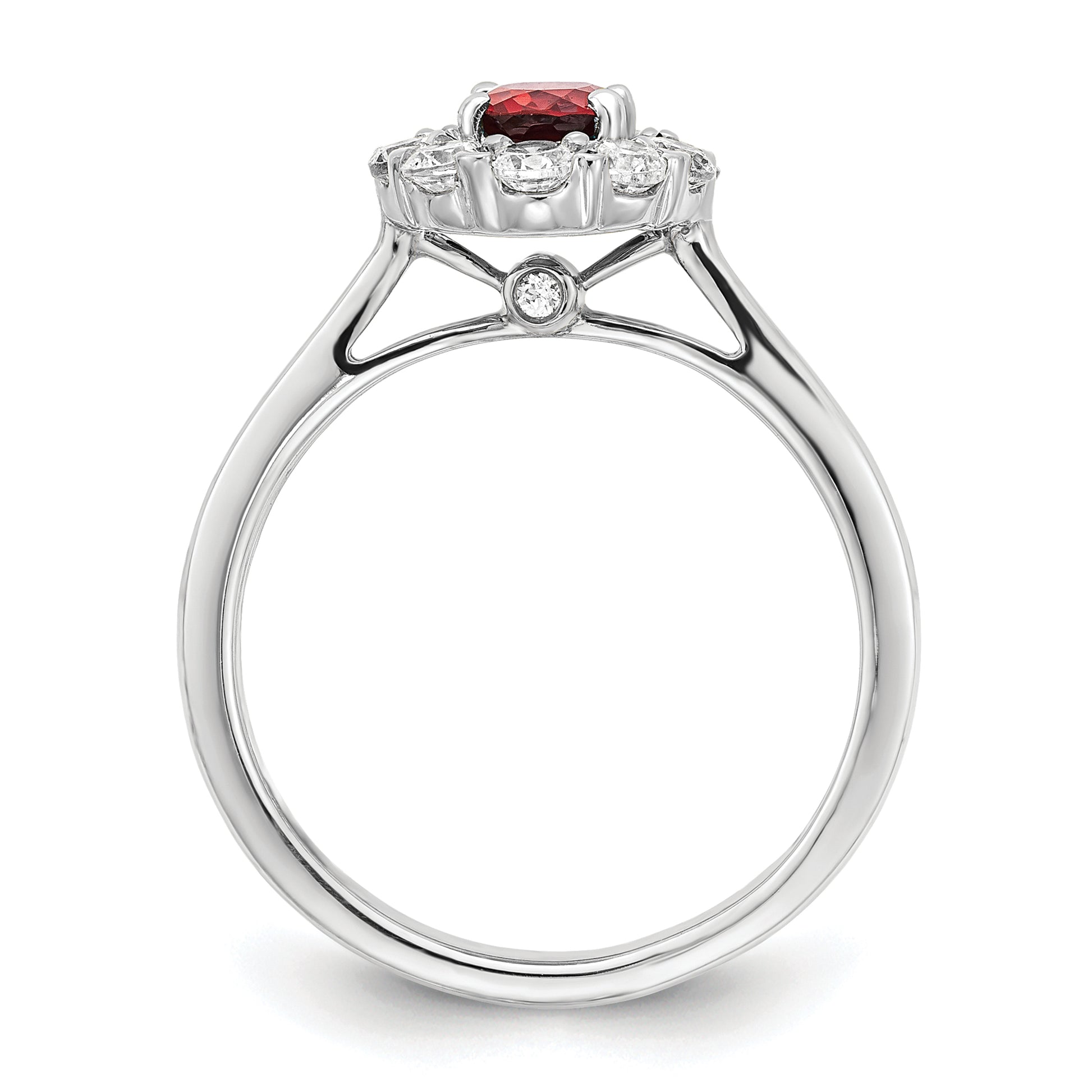14k White Gold 5/8 ct Lab Grown Diamond VS/SI+ G+ & Created Ruby Halo Ring