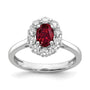 14k White Gold 5/8 ct Lab Grown Diamond VS/SI+ G+ & Created Ruby Halo Ring