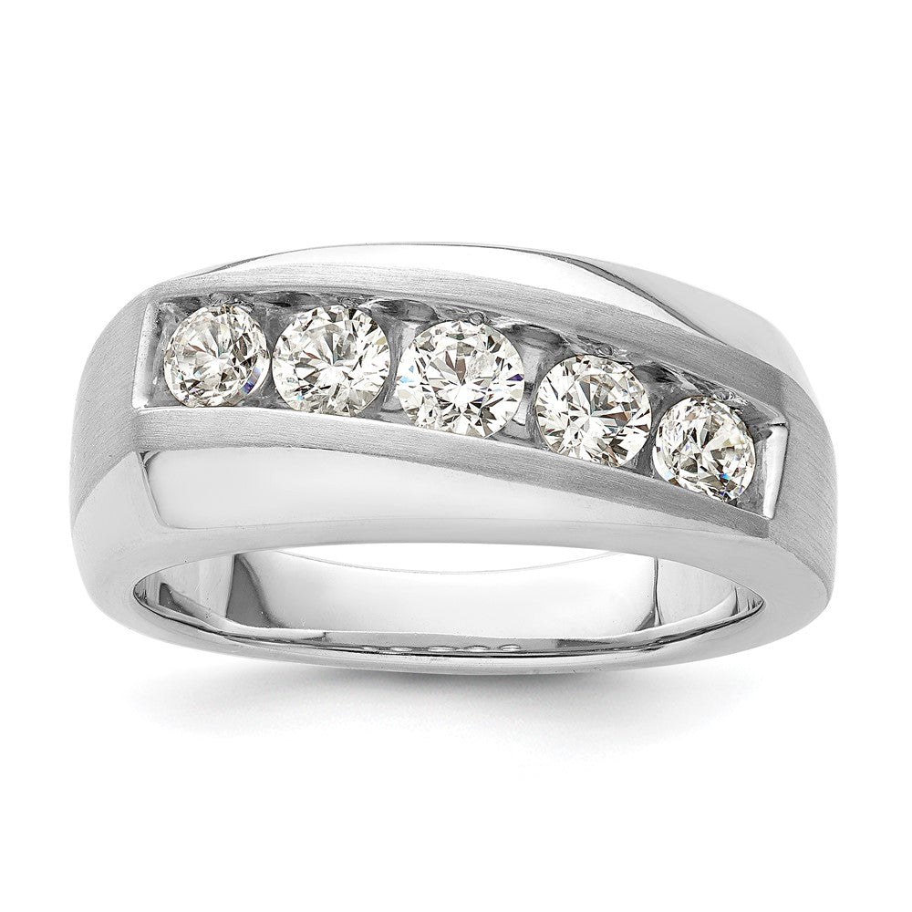 10k White Gold 1 ct Lab Grown Dia VS/SI+ G+ 5 Stone Complete Men's Ring