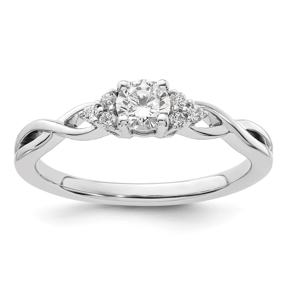 14kw 1/3ct Lab Grown Diamond VS/SI+ G+ Round Comp Halo Eng Ring