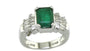 EFFY 14K WHITE GOLD DIAMOND,NATURAL EMERALD RING