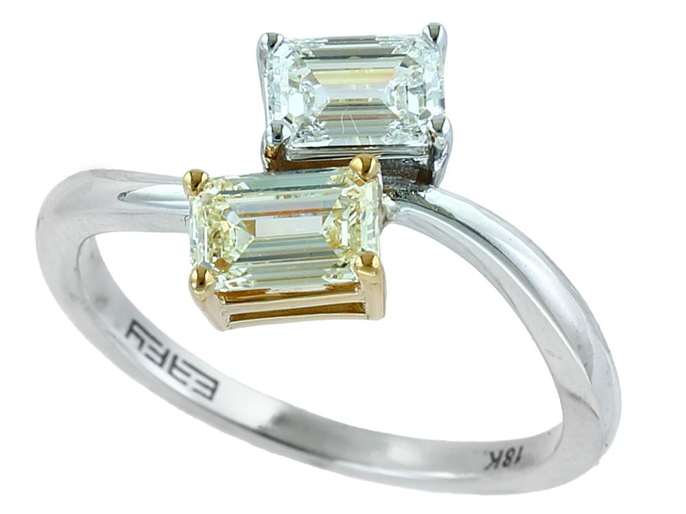 EFFY 18K WHITE and YELLOW GOLD DIAMOND,NATURAL YELLOW DIAMOND RING