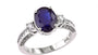 EFFY 14K WHITE GOLD DIAMOND,NATURAL KANJA SAPPHIRE RING