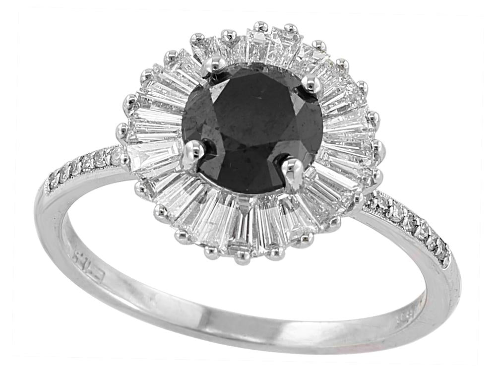 EFFY 14K WHITE GOLD DIAMOND,BLACK DIAMOND RING