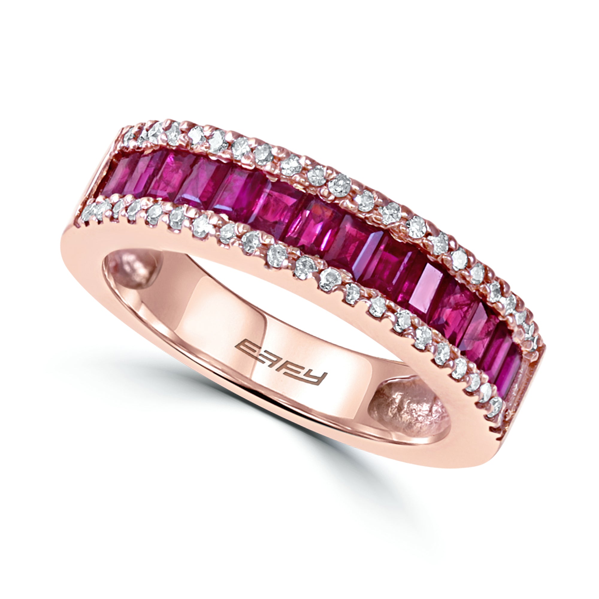 Effy 14K Rose Gold Diamond,Natural Ruby Ring