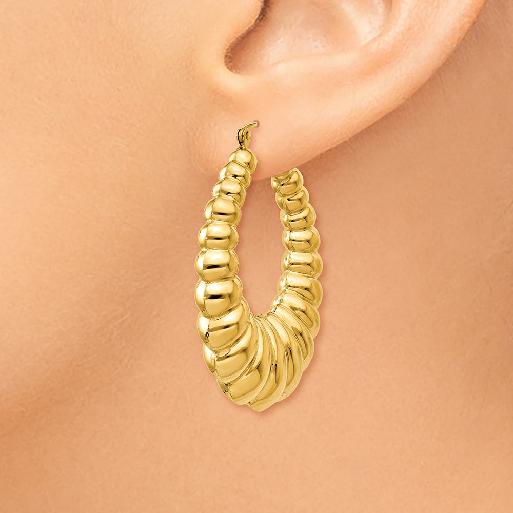 14k Polished Scalloped Hoop Earrings